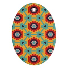 Stars And Honeycomb Pattern Oval Ornament (two Sides)