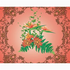 Awesome Flowers And Leaves With Floral Elements On Soft Red Background Collage 8  X 10  by FantasyWorld7