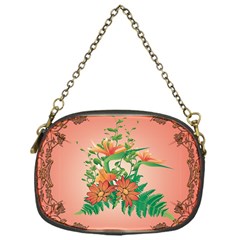 Awesome Flowers And Leaves With Floral Elements On Soft Red Background Chain Purses (one Side)  by FantasyWorld7