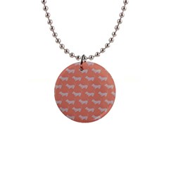 Cute Dachshund Pattern In Peach Button Necklaces