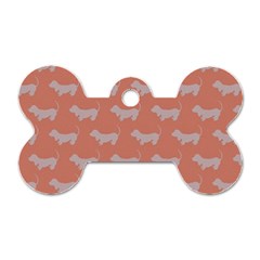 Cute Dachshund Pattern In Peach Dog Tag Bone (two Sides)