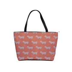 Cute Dachshund Pattern In Peach Shoulder Handbags by LovelyDesigns4U