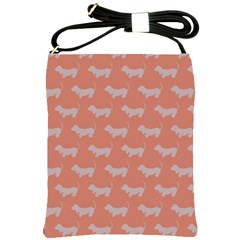 Cute Dachshund Pattern In Peach Shoulder Sling Bags