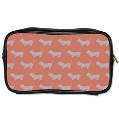 Cute Dachshund Pattern In Peach Toiletries Bags 2-side