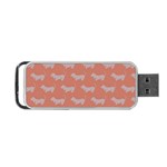 Cute Dachshund Pattern in Peach Portable USB Flash (One Side) Front