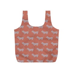 Cute Dachshund Pattern In Peach Full Print Recycle Bags (s)  by LovelyDesigns4U