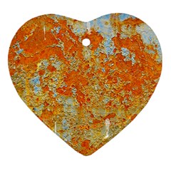 Yellow Rusty Metal Heart Ornament (2 Sides) by trendistuff