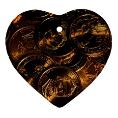 Gold Coins 2 Heart Ornament (2 Sides) by trendistuff