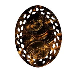 Gold Coins 2 Oval Filigree Ornament (2-side)  by trendistuff