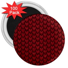 Red Reptile Skin 3  Magnets (100 Pack) by trendistuff
