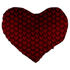 Red Reptile Skin Large 19  Premium Heart Shape Cushions by trendistuff