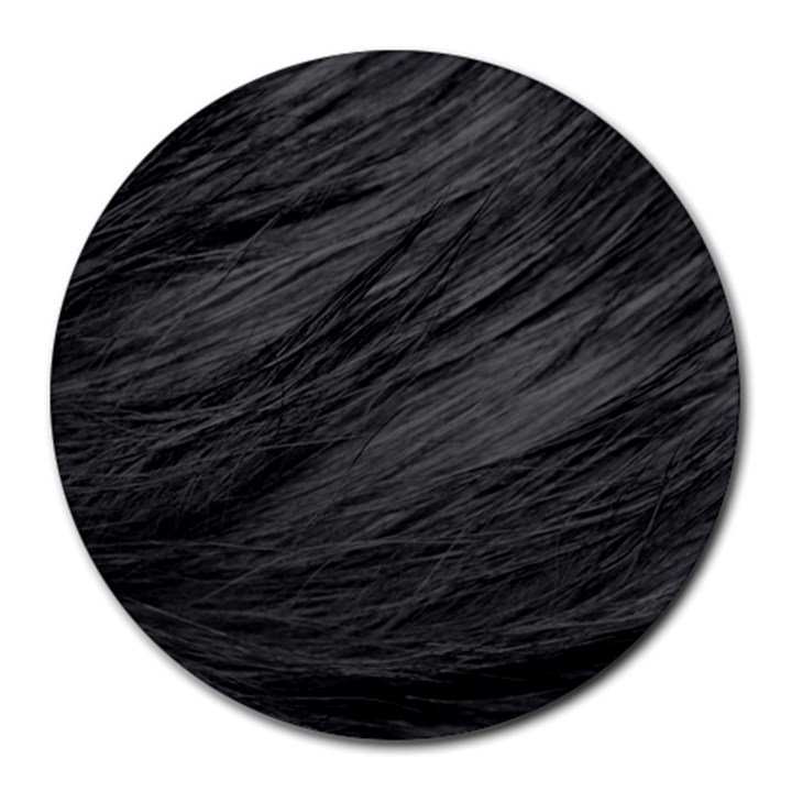 LONG HAIRED BLACK CAT FUR Round Mousepads