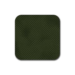 Green Reptile Skin Rubber Coaster (square)  by trendistuff