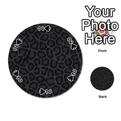 Black Leopard Print Playing Cards 54 (round)  by trendistuff