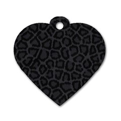 Black Leopard Print Dog Tag Heart (two Sides) by trendistuff