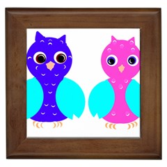 Owl Couple  Framed Tiles by JDDesigns