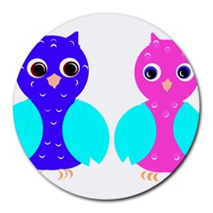 Owl Couple  Round Mousepads by JDDesigns