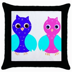 Owl Couple  Throw Pillow Cases (black) by JDDesigns