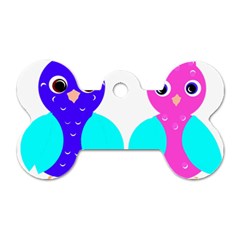 Owl Couple  Dog Tag Bone (two Sides) by JDDesigns