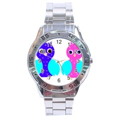 Owl Couple  Stainless Steel Men s Watch by JDDesigns