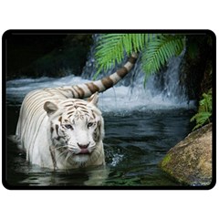 White Tiger Double Sided Fleece Blanket (large)