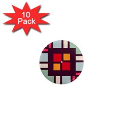 Squares And Stripes  1  Mini Magnet (10 Pack) 