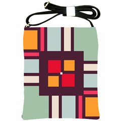 Squares And Stripes  Shoulder Sling Bag by LalyLauraFLM