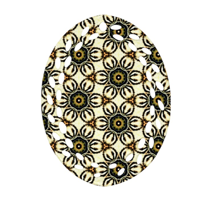 Faux Animal Print Pattern Oval Filigree Ornament (2-Side) 