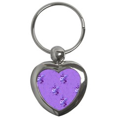 Purple Roses Pattern Key Chains (heart)  by LovelyDesigns4U