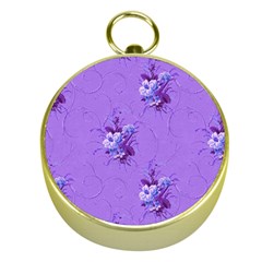 Purple Roses Pattern Gold Compasses by LovelyDesigns4U