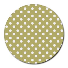 Lime Green Polka Dots Round Mousepads by GardenOfOphir