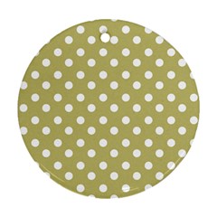 Lime Green Polka Dots Round Ornament (two Sides)  by GardenOfOphir