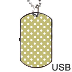 Lime Green Polka Dots Dog Tag Usb Flash (two Sides)  by GardenOfOphir