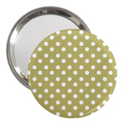 Lime Green Polka Dots 3  Handbag Mirrors by GardenOfOphir