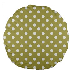 Lime Green Polka Dots Large 18  Premium Round Cushions by GardenOfOphir