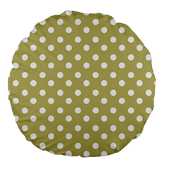 Lime Green Polka Dots Large 18  Premium Flano Round Cushions by GardenOfOphir