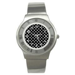 Black And White Polka Dots Stainless Steel Watches by GardenOfOphir