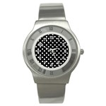 Black And White Polka Dots Stainless Steel Watches Front