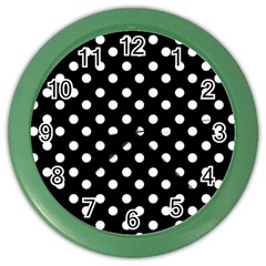Black And White Polka Dots Color Wall Clocks by GardenOfOphir
