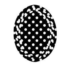 Black And White Polka Dots Ornament (oval Filigree)  by GardenOfOphir