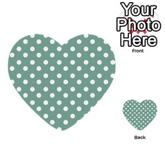 Mint Green Polka Dots Multi-purpose Cards (heart) 