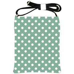 Mint Green Polka Dots Shoulder Sling Bags by GardenOfOphir