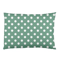 Mint Green Polka Dots Pillow Cases (two Sides) by GardenOfOphir