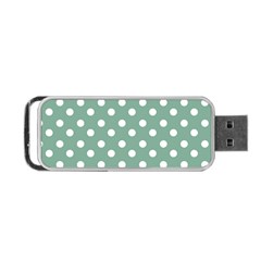 Mint Green Polka Dots Portable Usb Flash (one Side) by GardenOfOphir