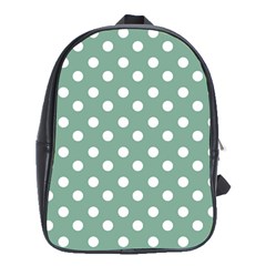 Mint Green Polka Dots School Bags (xl)  by GardenOfOphir