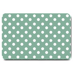 Mint Green Polka Dots Large Doormat  by GardenOfOphir