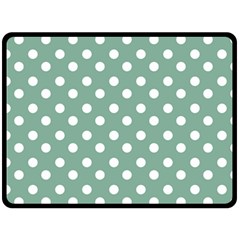 Mint Green Polka Dots Fleece Blanket (large)  by GardenOfOphir