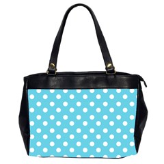 Sky Blue Polka Dots Office Handbags (2 Sides)  by GardenOfOphir