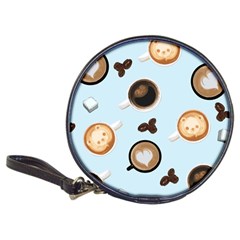 Cute Coffee Pattern On Light Blue Background Classic 20-cd Wallets