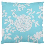 Aqua Blue Floral Pattern Large Flano Cushion Cases (One Side)  Front